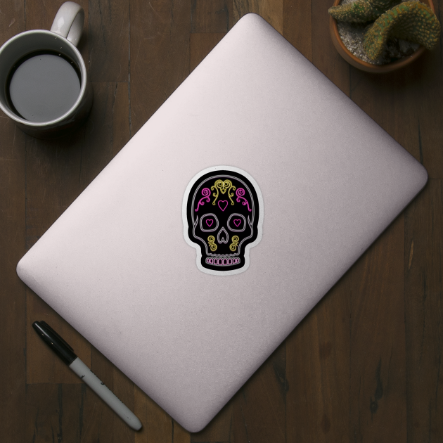 Neon Skull Dio De Los Muertos by superdupertees